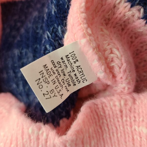 Vintage Weathered Blues Legendary 80's Pastel Pink Blue Sweater - Picture 6 of 6